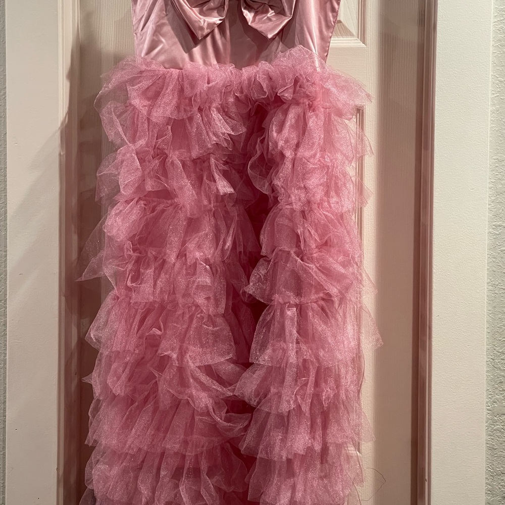 SHEIN Pink Ruffled Formal Dress